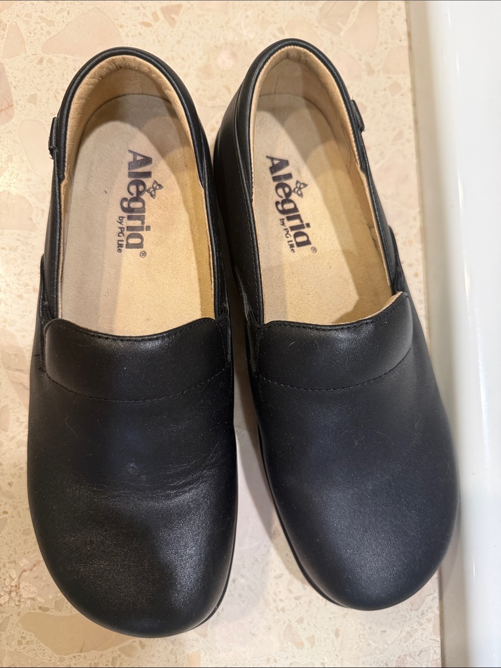 Alegria Black Slip-On Work Loafers